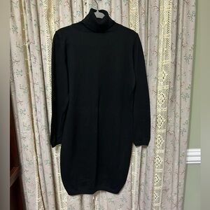 2/$28 Paul Harris Black Turtleneck Sweater Dress‎ Medium Wool Blend Classic